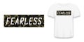 Fearless - knitted camouflage slogan for t-shirt design. Typography graphics for tee shirt in military and army style with knit